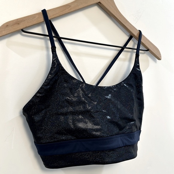 ZYIA Active Women's Twilight Luxe Sports Bra in Blue Glitter Sparkle. - Picture 5 of 8